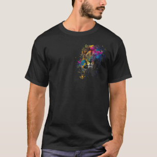 Lion head Face zoo Animal paint splash colourful T-Shirt