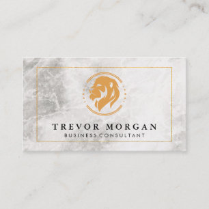 Lion Head   Golden Border Marble  Business Card