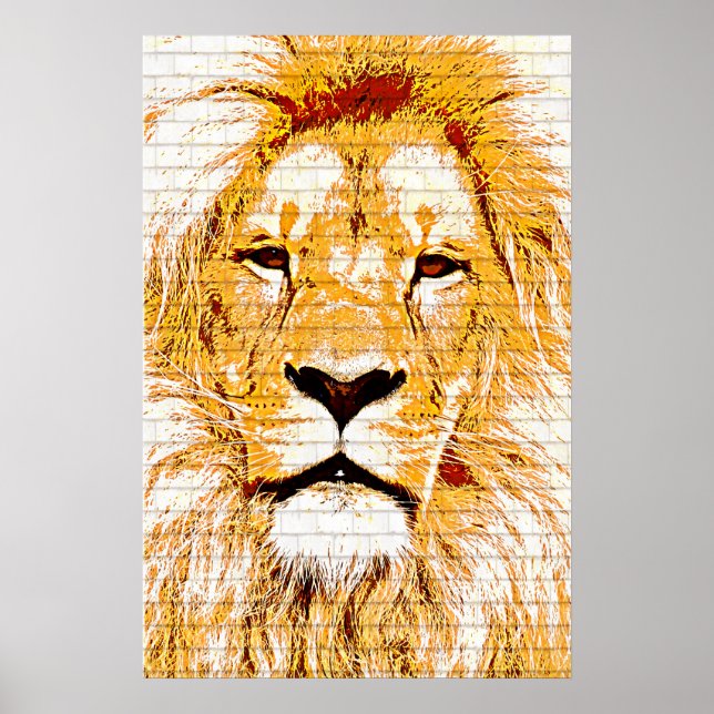 Lion Head Grunge Poster (Front)