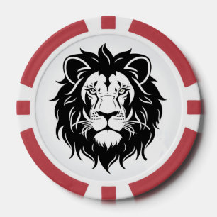 Lion Head Illustration with Intricate Detail Poker Chips