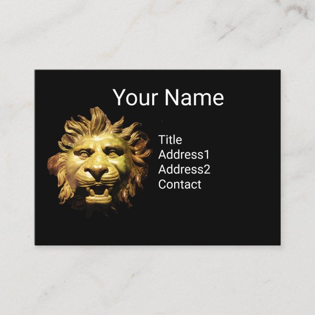 LION HEAD IN BRONZE Figurehead Antique Roman Ship Business Card (Front)