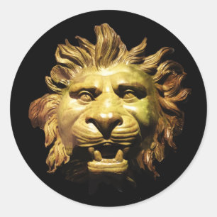LION HEAD IN BRONZE Figurehead Antique Roman Ship Classic Round Sticker