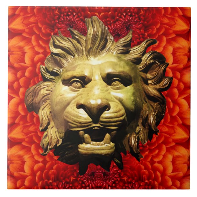 LION HEAD IN BRONZE Figurehead Antique Roman Ship Tile (Front)