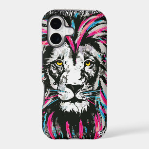 Lion Head iPhone 11 Case Blue Pink Lion