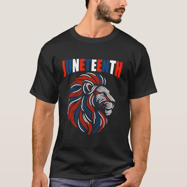 Lion Head Juneteenth Red White Blue Long Sleeve T  T-Shirt (Front)
