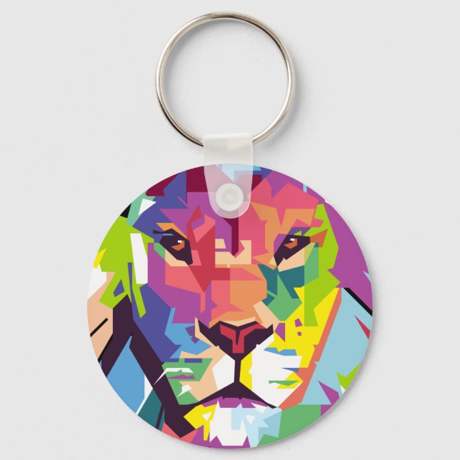 Lion Head | Modern Art Key Ring (Front)