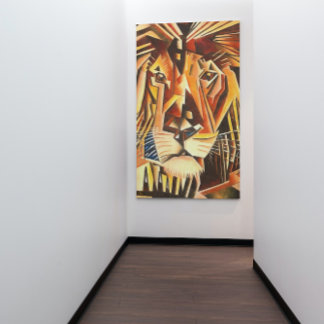 Lion Head Modern Cubist Painting Canvas Print
