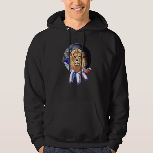 Lion Head Motif Big Cat Africa Mane Colourful Lion Hoodie (Front)