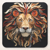 Lion head on black background