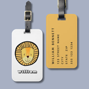 Lion head personalised luggage tag