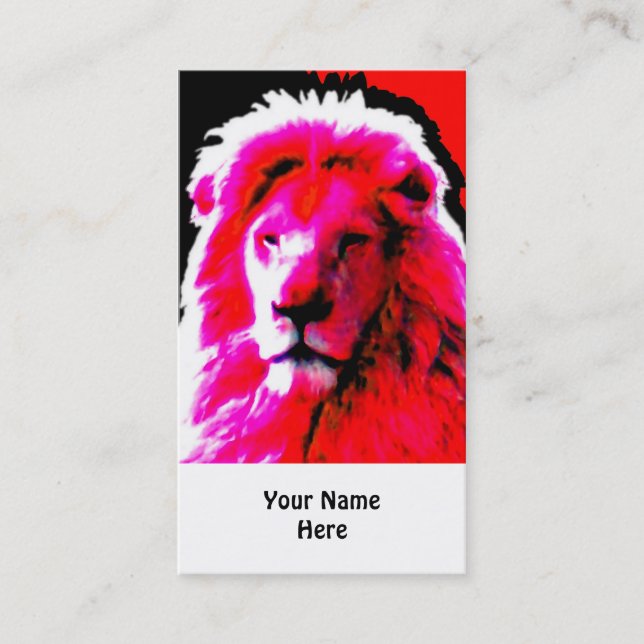 Lion Head Pink business card white (Front)