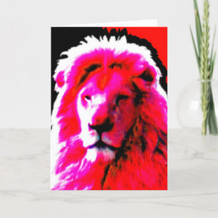 Lion Head Pink 'Happy Birthday' greetings card