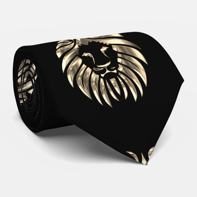 Lion Head Print Necktie (Rolled)