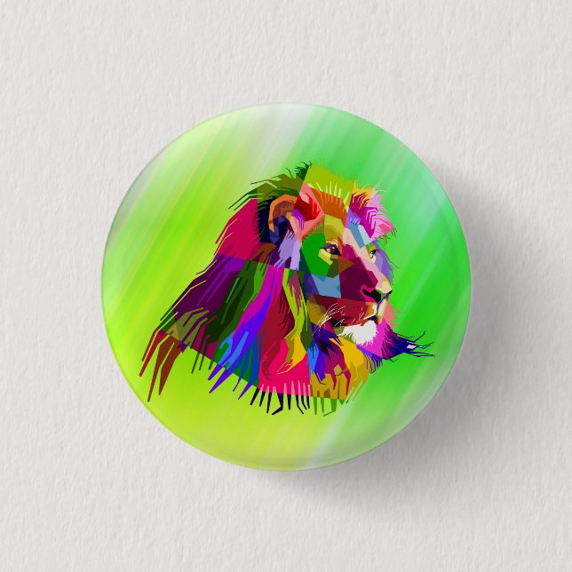 Lion  Head Prismatic Pop Art Design-62502 3 Cm Round Badge (Front)