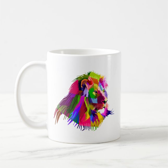 Lion  Head Prismatic Pop Art Design-62502 Coffee Mug (Left)