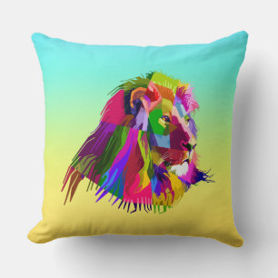 Lion Head Prismatic Pop Art Design-62502 Cushion