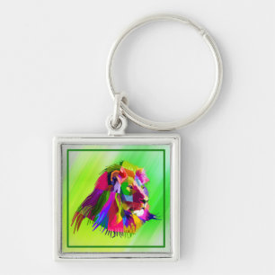 Lion Head Prismatic Pop Art Design-62502 Key Ring