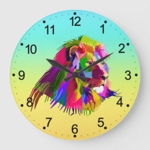 Lion Head Prismatic Pop Art Design-62502 Large Clock