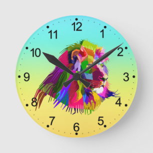 Lion Head Prismatic Pop Art Design-62502 Round Clock