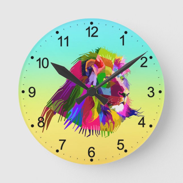Lion  Head Prismatic Pop Art Design-62502 Round Clock (Front)