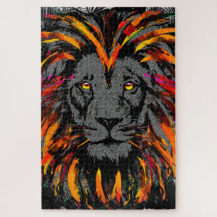 Lion Head Puzzle Orange Lion Jigsaw Puzzle