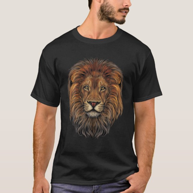 Lion Head Realistic For Lovers Of Lions King Afric T-Shirt (Front)