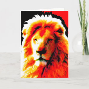 Lion Head Red 'Happy Birthday' card
