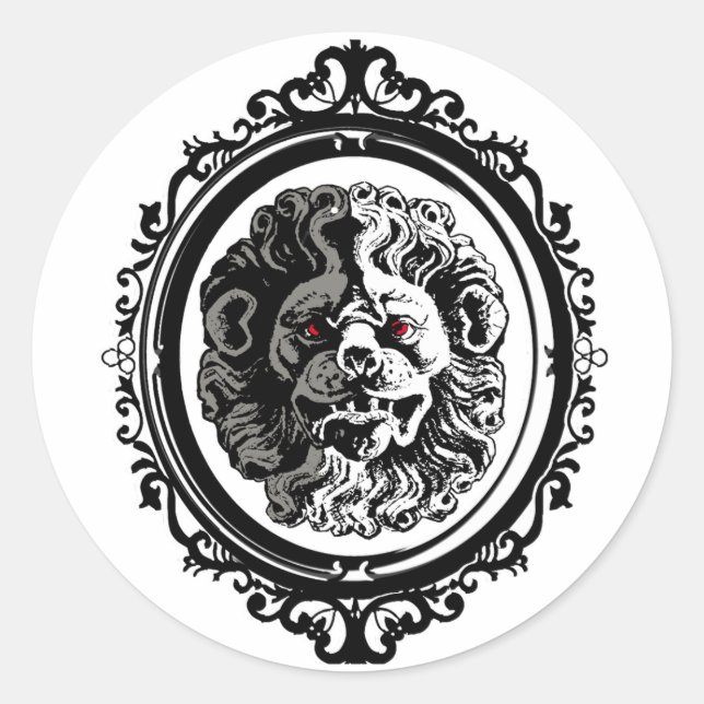 Lion head Retro Classic Round Sticker (Front)