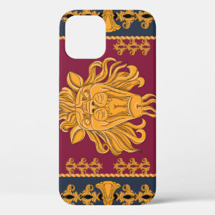 Lion head scarf: golden motif. iPhone 12 case