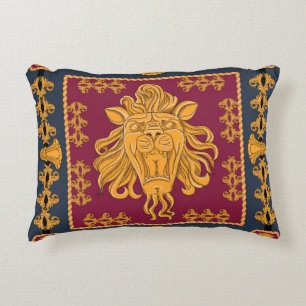 Lion head scarf: golden motif. decorative cushion