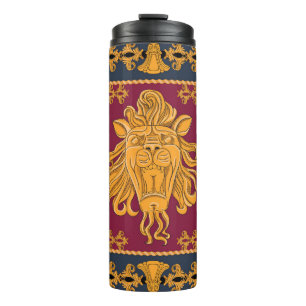 Lion head scarf: golden motif. thermal tumbler