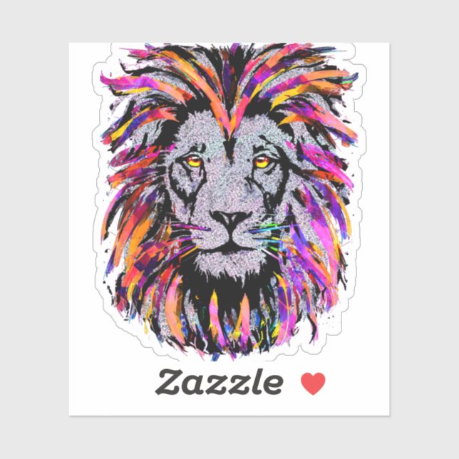 Lion head sticker - Colourful lion sticker (Sheet)
