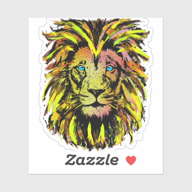Lion head sticker - Yellow lion sticker (Sheet)