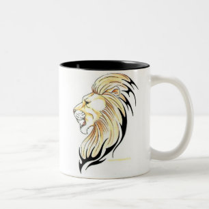 lion head two-toned ceramic mug