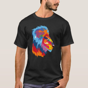 Lion Head With Bright Colourful T-Shirt