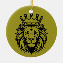 Lion Head with Crown Silhouette - Black 1