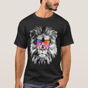 Lion Head  with Sunglasses Geometric Low Poly T-Shirt