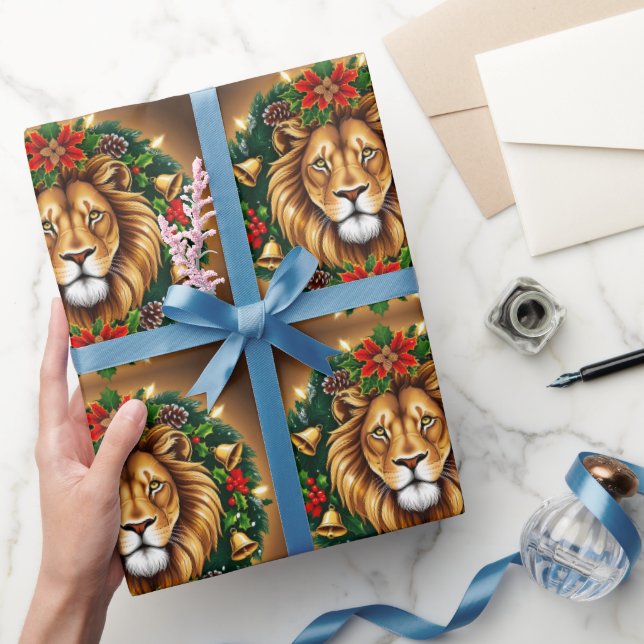 Lion Head with Wreath Wrapping Paper (Gifting)
