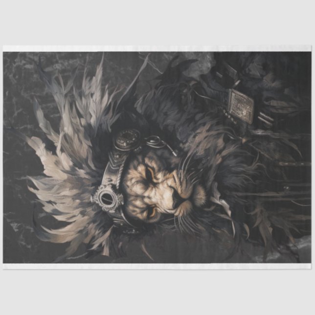 Lion Headdress Leather Jacket Decoupage Tissue Paper (Front)