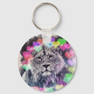 Lion Heart Bokeh Digital Art Drawing Key Ring