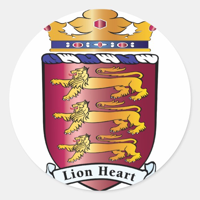 Lion Heart Crest Classic Round Sticker (Front)
