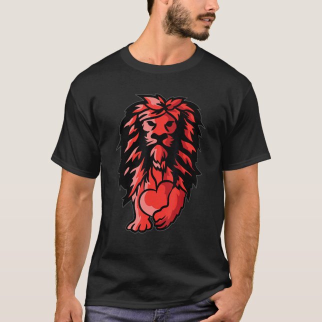 Lion Heart Valentines Day Cute Animal Love Wildlif T-Shirt (Front)