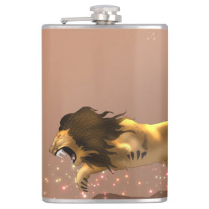 Lion hip flask