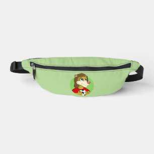 Lion holding a soccer ball cartoon bum bags