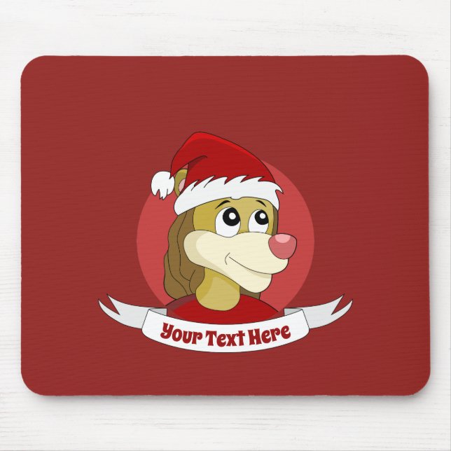 Lion holding a soccer ball cartoon mouse pad (Front)