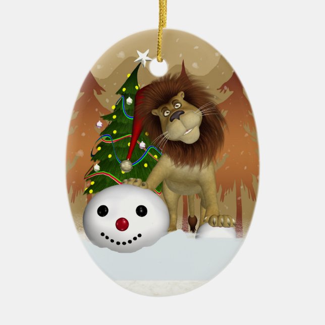 Lion Holiday Ornament - Christmas Tree Ornament (Front)