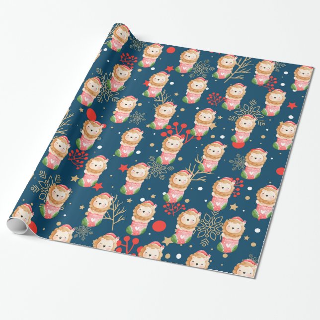 Lion Holidays Customise Wrapping Paper (Unrolled)