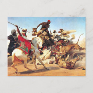 Lion Hunt by Vernet Postcard