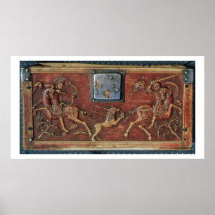 Lion Hunt, plaque from a Byzantine casket, 11th ce Poster