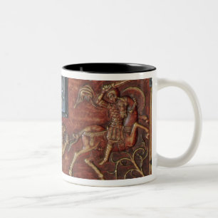 Lion Hunt, plaque from a Byzantine casket, 11th ce Two-Tone Coffee Mug